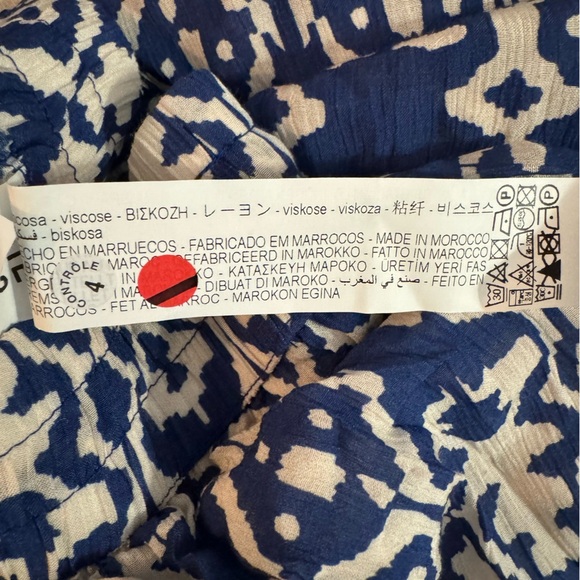 NWT Zara drawstring blue and white print pant - Picture 8 of 11